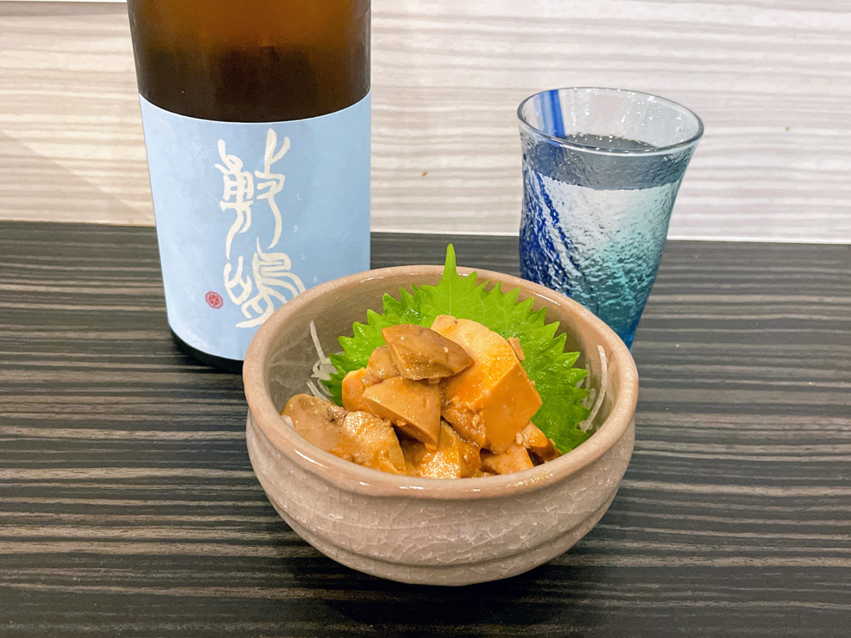 あん肝 旨煮、敷嶋 夢山水 特別純米 無濾過生原酒（伊東株式会社／愛知県）