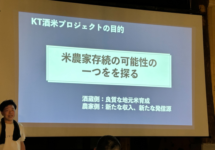 スクリーンに投影されたスライド