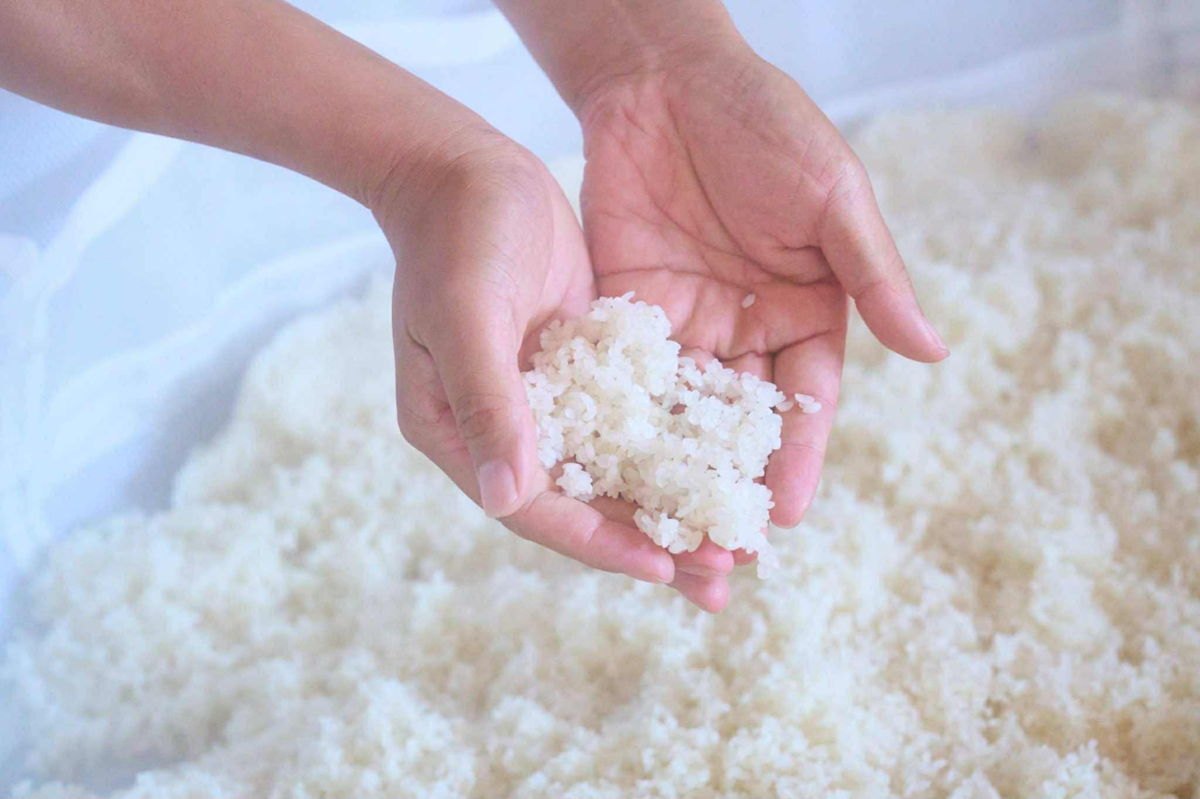 お米を持っている手元