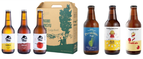 信州のビール賞の対象の品が並ぶ様子