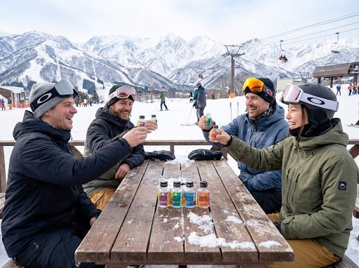 外国人観光客が乾杯する様子
