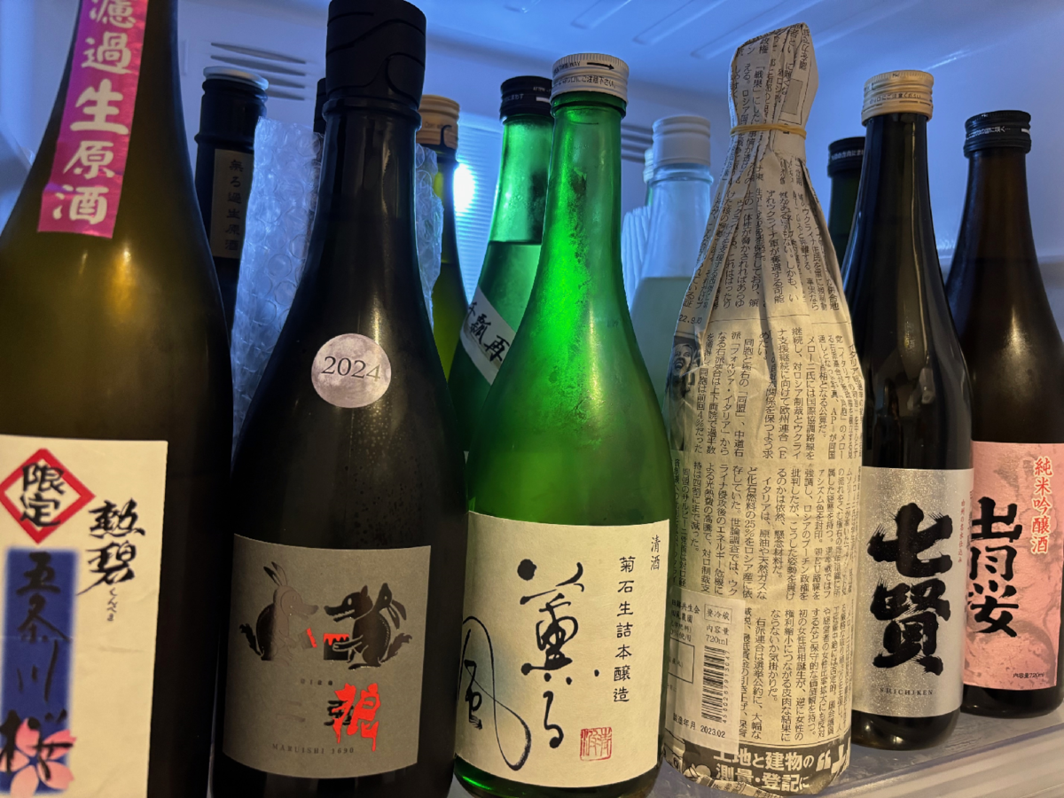 縦置き陳列されている日本酒
