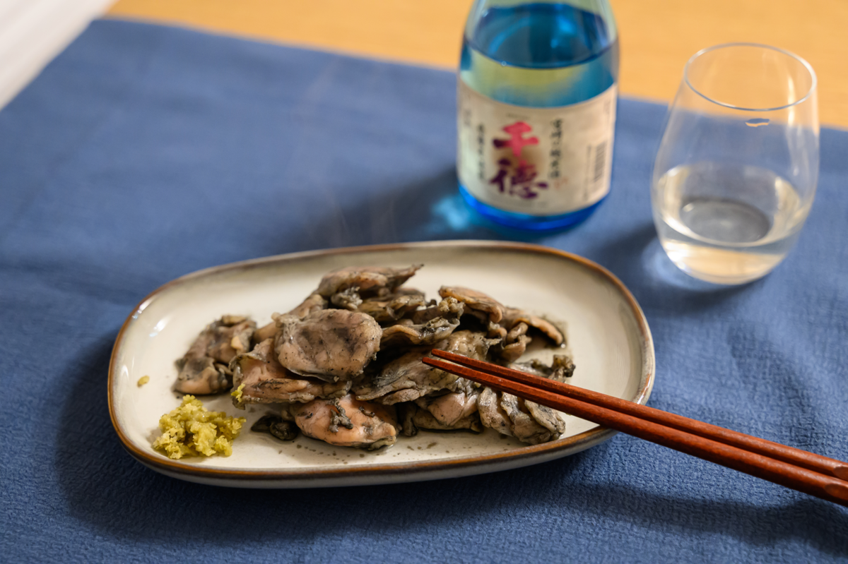 鶏炭火と日本酒