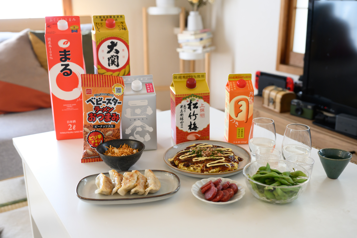 日本酒パック酒とコンビニおつまみ