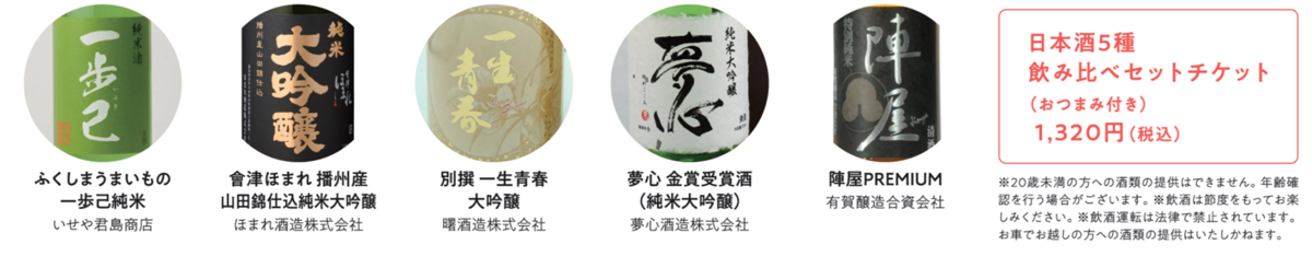 日本酒飲み比べメニュー